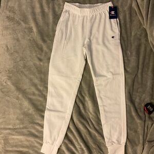 Champion White Fleece Jogger Pants